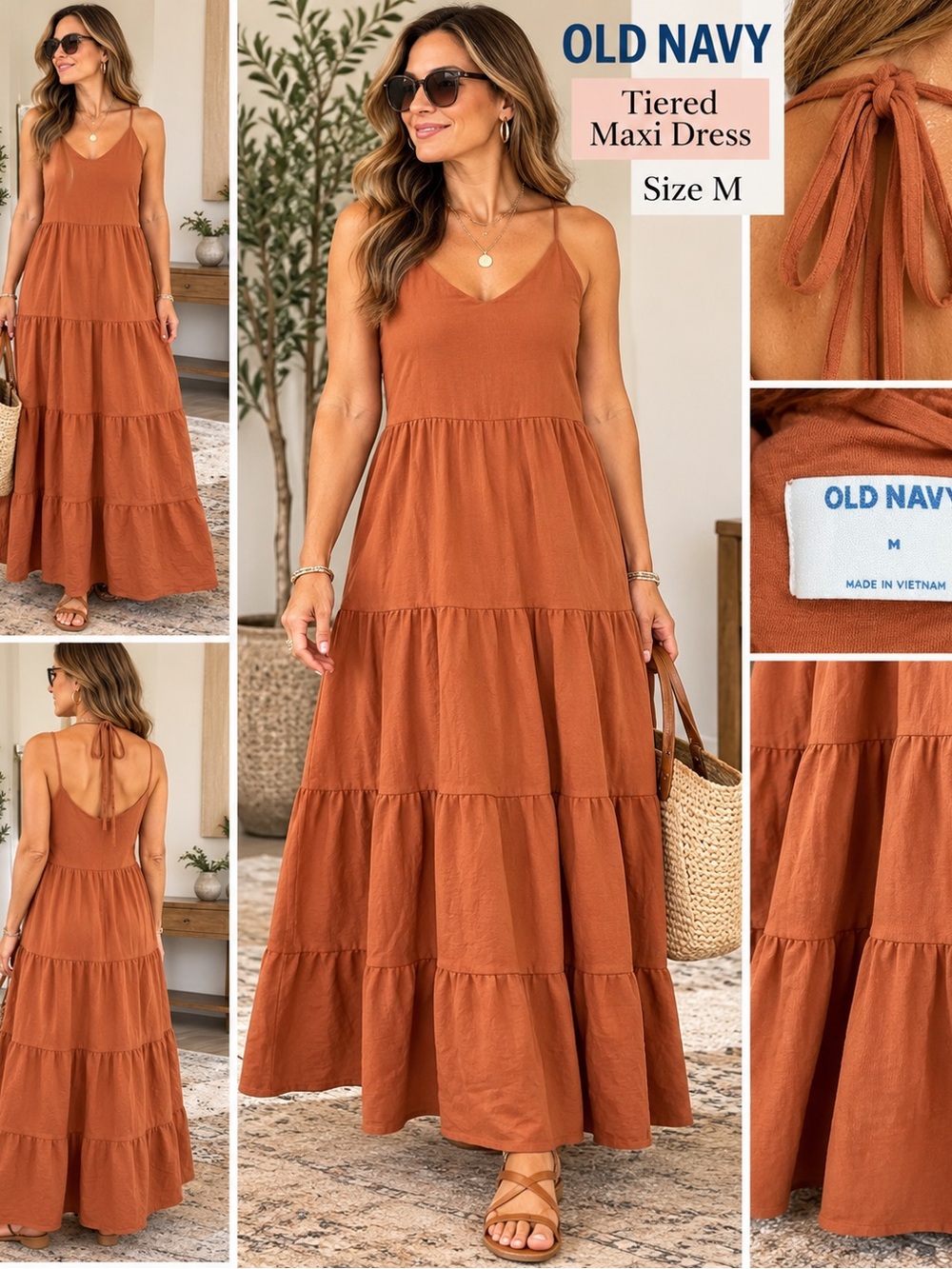 Old Navy Tiered Maxi Dress in Rust Orange